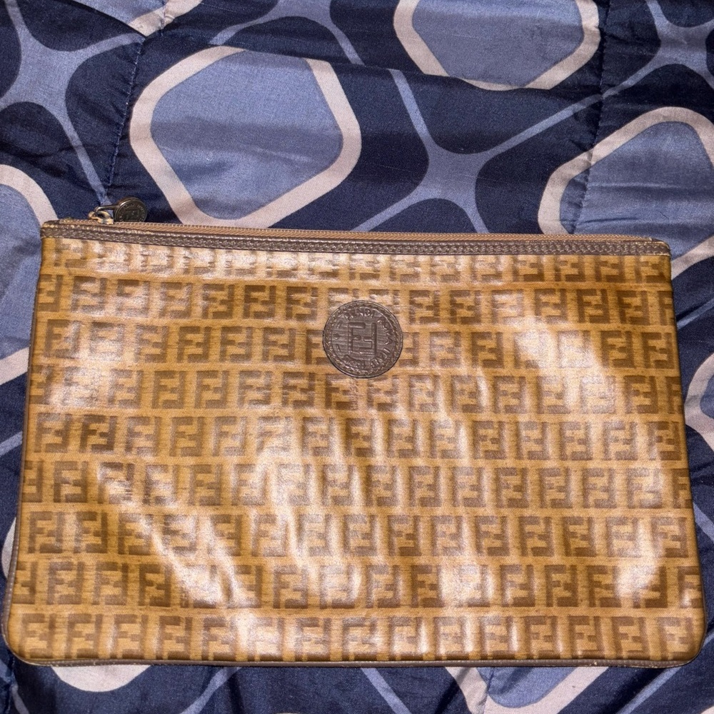 Fendi Brown Monogram Clutch Pouch